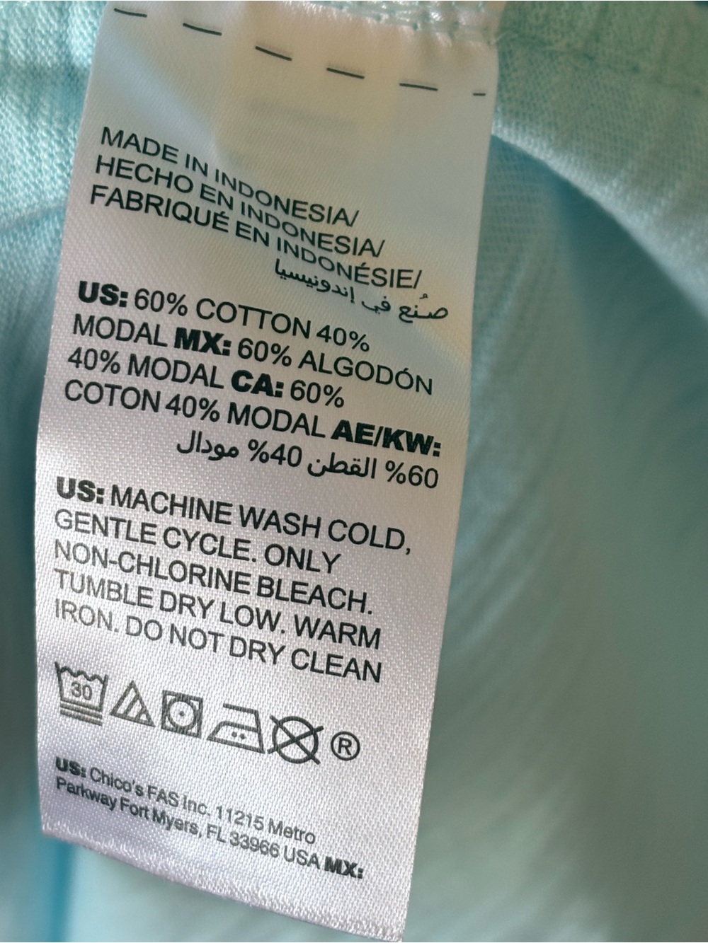 Chico's Light Teal Blue open cardigan with Silver Logo pockets, size medium - Picture 4 of 5